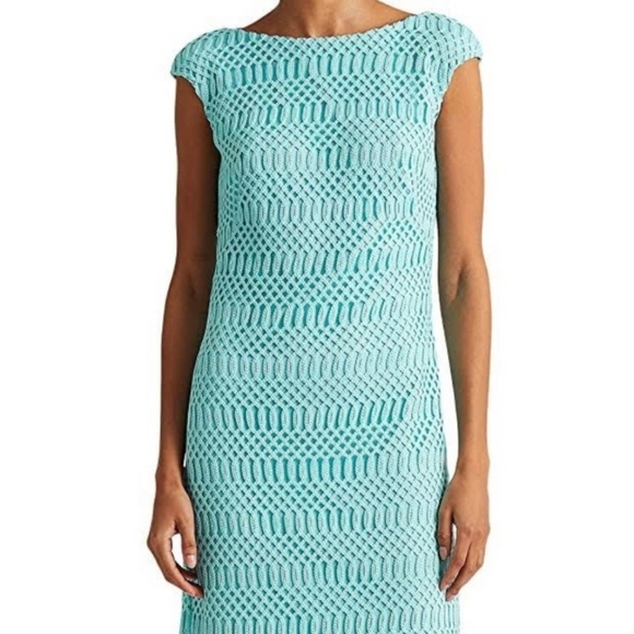 Lauren Ralph Lauren Dresses & Skirts - Lauren Ralph Lauren Women's Petite Lattice Lace Cap-Sleeve Dress Blue